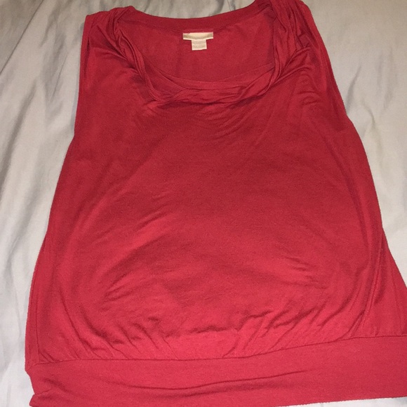*BOGO* Deep red sleeveless top with draped neck - Picture 3 of 4